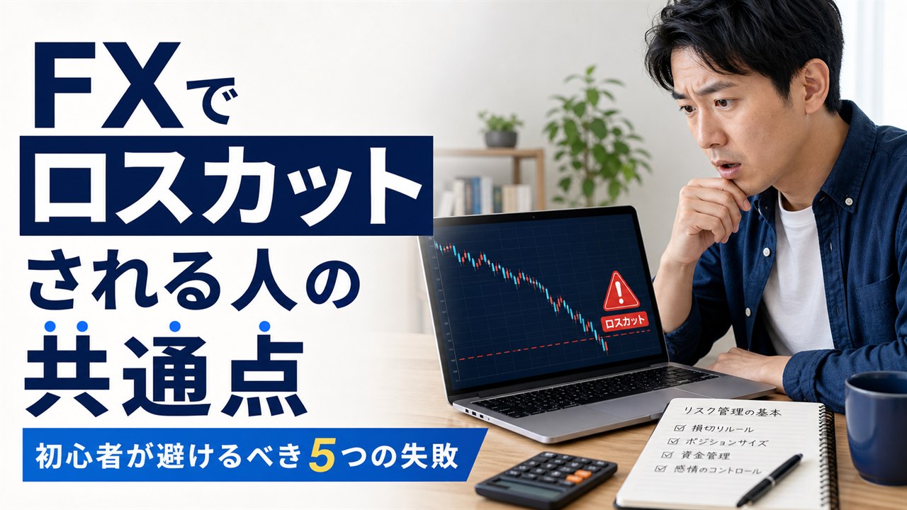 FXでロスカットを経験しそうな初心者トレーダーがチャートを確認するイメージ