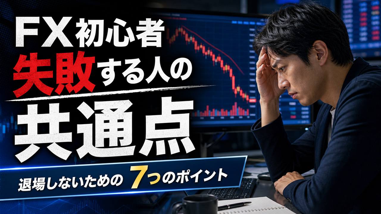 下落するFXチャートを見ながら失敗の原因を振り返る初心者男性