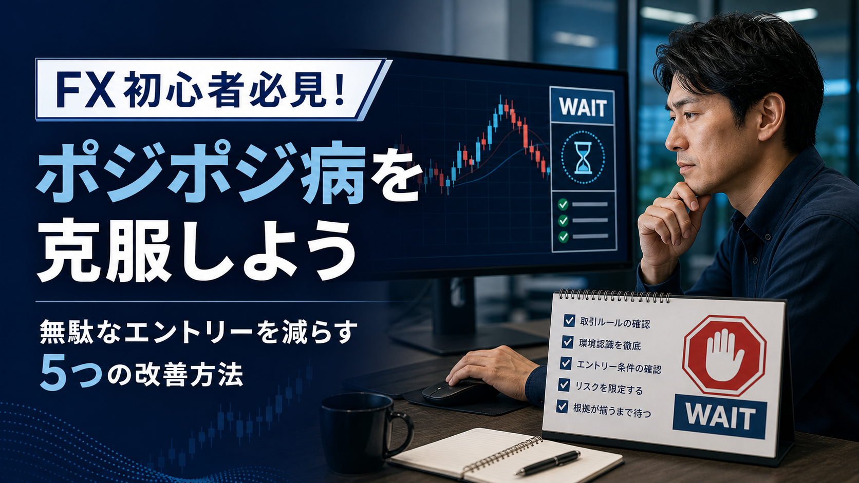 FX初心者のポジポジ病を改善し無駄なエントリーを減らす方法を解説するイメージ画像