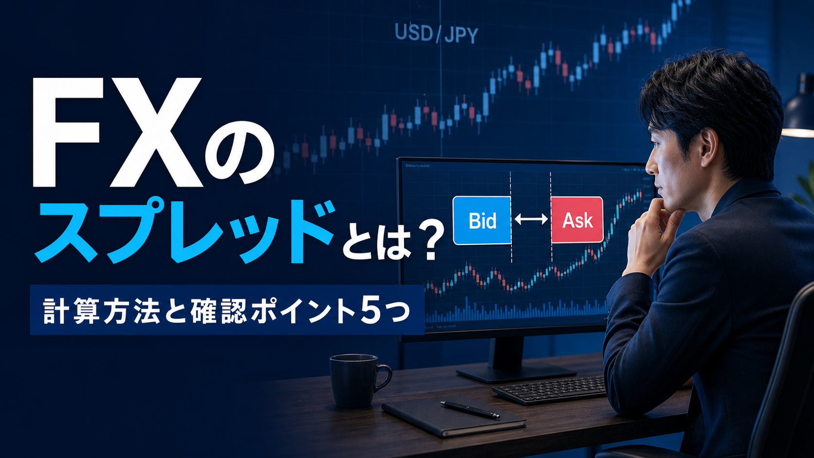 FXのスプレッドとBid・Askの価格差を確認する取引画面
