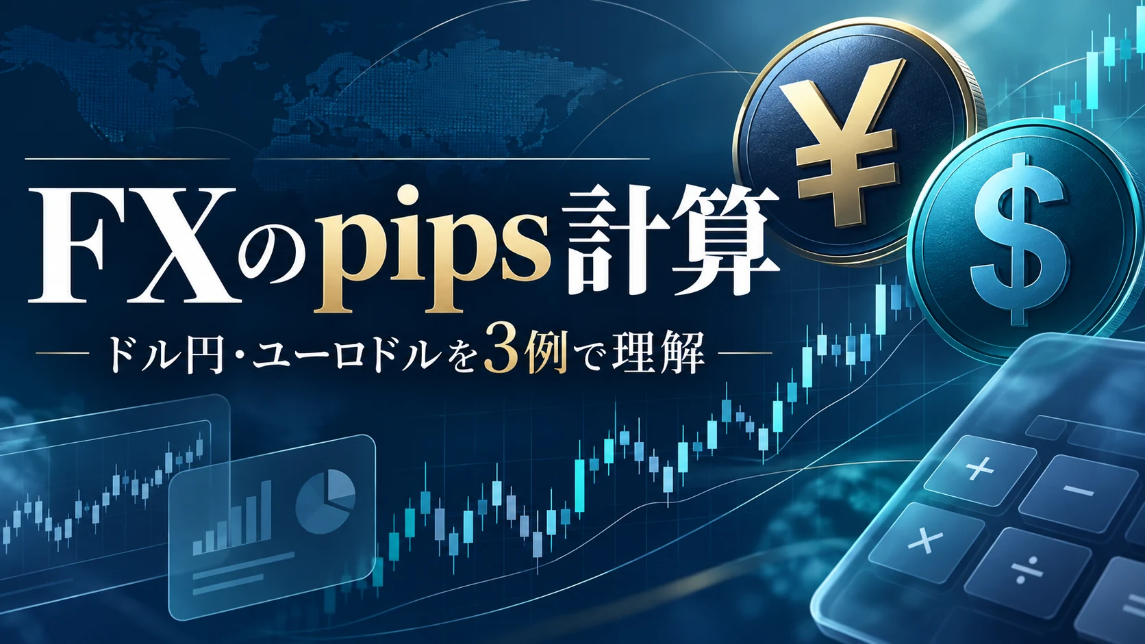 pips計算をドル円・ユーロドルの3例で学ぶFX入門記事のアイキャッチ
